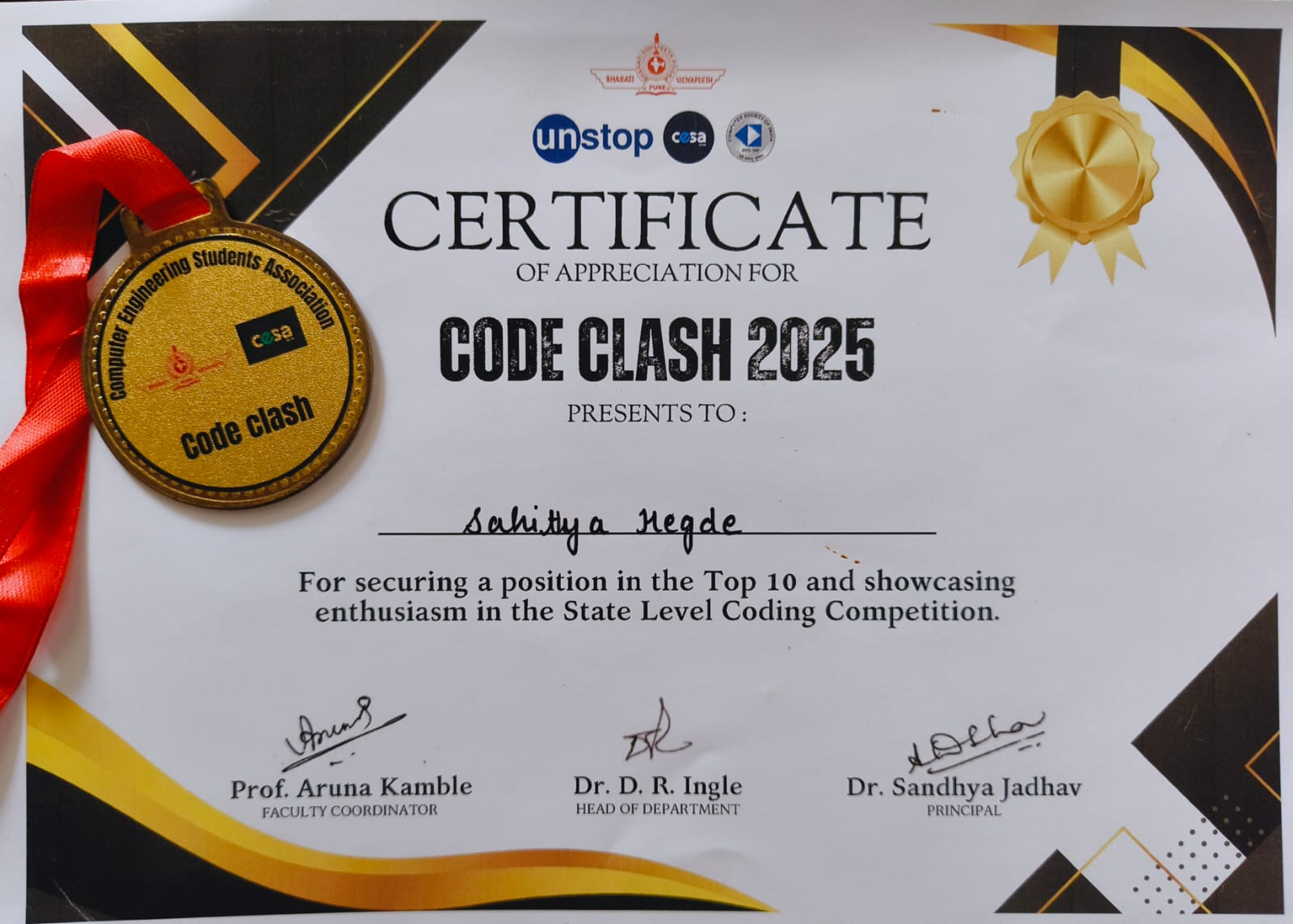 Code Clash certificate